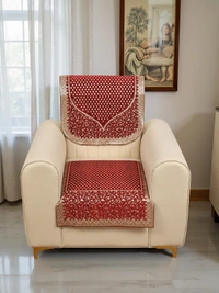 MORADO 5 Seater Sofa Cover Sofa Panel Premium Quality, Chenille for Ultimate Protection and Style Durable, 3+1+1 Settee Slipcover in Maroon & Beige, - Maroon & Beige