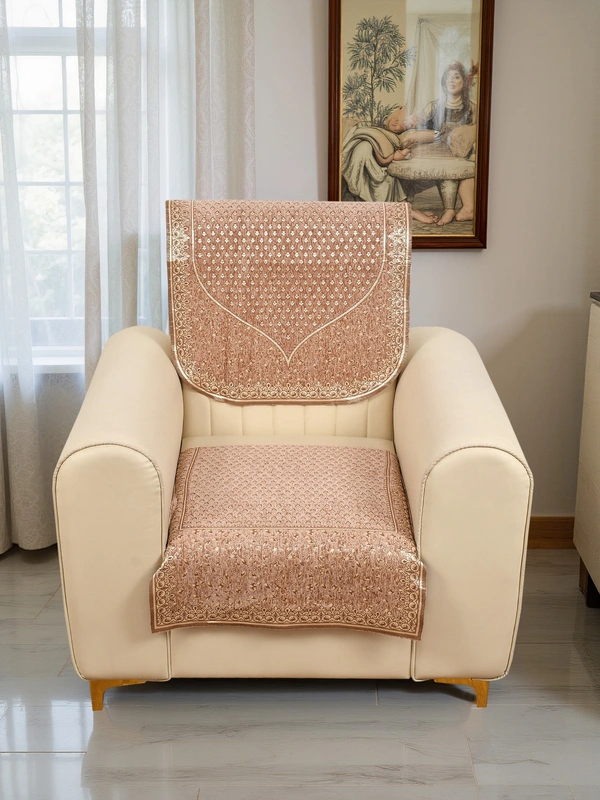 MORADO 5 Seater Sofa Cover Sofa Panel Premium Quality, Chenille for Ultimate Protection and Style Durable, 3+1+1 Settee Slipcover in Peach. - Peach