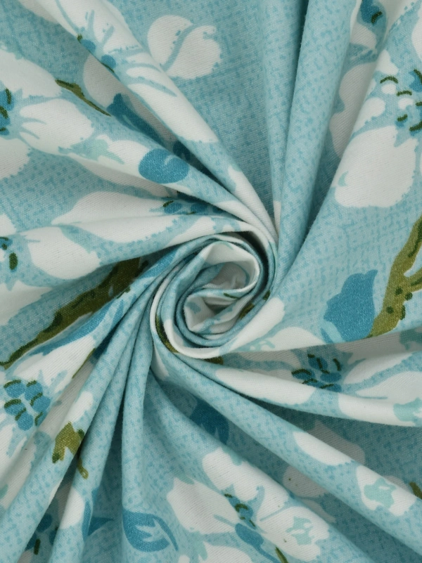 MORADO Glace Cotton 5 Pcs Bedding Set with Net Lace | Queen Size Double Bedsheet with 2 Pillow Covers and 2 Filled Breakfast Pillows - 90x100 Inches, Blue - 90x100 Inches, Blue