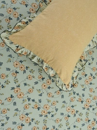 MORADO Glace Cotton King Size Bedsheet with 2 Pillow Covers with Frill (108x108, Inches) - 108x108 Inches, Light Green