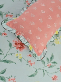 MORADO Glace Cotton King Size Bedsheet with 2 Pillow Covers with Frill (108x108, Inches) - 108x108 Inches, Sky Blue