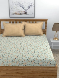 MORADO Glace Cotton King Size Bedsheet with 2 Pillow Covers with Fitted Bedsheet (108x108, Inches) - 108x108 Inches, Summer Green