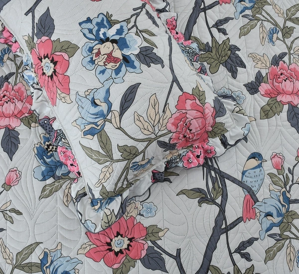 MORADO Glace Cotton Luxury Ultrasonic Printed Lightweight All Season Bedspreads/Quilted Bed Cover With 2 King Size Pillow Covers - (90x100 inches -White) - 90x100 Inches, White