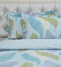 MORADO Glace Cotton Luxury Ultrasonic Printed Lightn Bedspreads/Quilted Bed Cover With 2 weight All SeasoKing Size Pillow Covers - (90x100 inches - Light Green - 90x100 Inches, Light Green