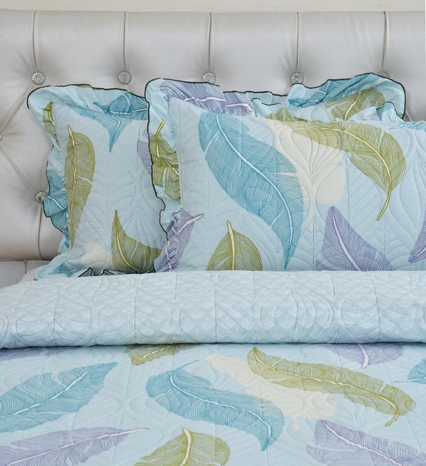 MORADO Glace Cotton Luxury Ultrasonic Printed Lightn Bedspreads/Quilted Bed Cover With 2 weight All SeasoKing Size Pillow Covers - (90x100 inches - Light Green - 90x100 Inches, Light Green