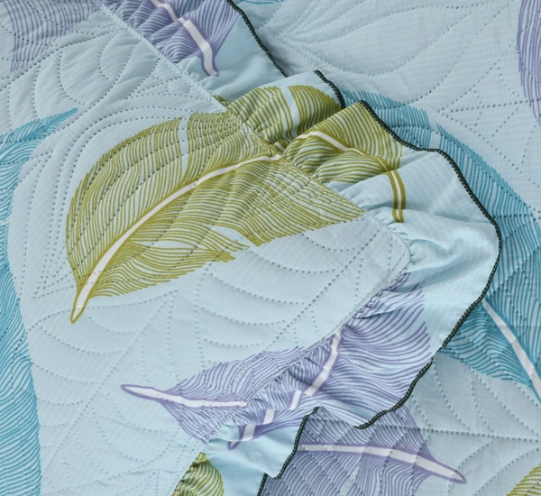 MORADO Glace Cotton Luxury Ultrasonic Printed Lightn Bedspreads/Quilted Bed Cover With 2 weight All SeasoKing Size Pillow Covers - (90x100 inches - Light Green - 90x100 Inches, Light Green