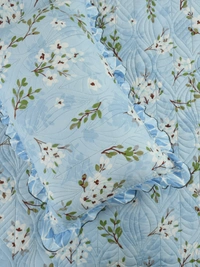 MORADO Glace Cotton Luxury Ultrasonic Printed Lightweight All Season Bedspreads/Quilted Bed Cover With 2 King Size Pillow Covers - (90x100 inches - light blue) - 90x100 Inches, Cyan Aqua