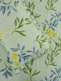 MORADO Glace Cotton Luxury Ultrasonic Printed Lightweight All Season Bedspreads/Quilted Bed Cover With 2 King Size Pillow Covers - (90x100 inches - light green) - 90x100 Inches, De York