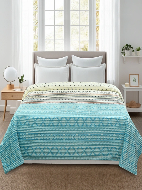 MORADO 190 GSM Flannel Super Soft Warm Double Bed Quilt Cover/Duvet Cover/Rajai Cover/Blanket Cover for Winters with Zipper -90x100 Inches, Sea Green - 90x100 Inches, Sea Green