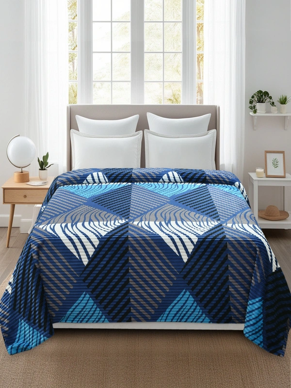 MORADO 190 GSM Flannel Super Soft Warm Double Bed Quilt Cover/Duvet Cover/Rajai Cover/Blanket Cover for Winters with Zipper -90x100 Inches, Blue - 90x100 Inches, Navy blue