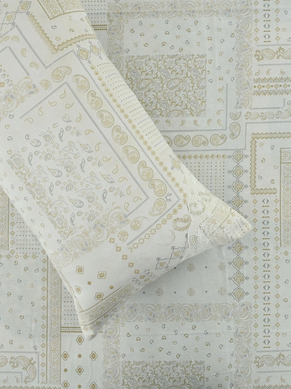 MORADO 100% Pure Cotton 5Pcs Bedding Set with Net Lace | King Size Double Bedsheet with 2 Pillow Covers and 2 Filled Breakfast Pillows - 108x108 Inches, Mustard - 108x108 Inches, Mustard