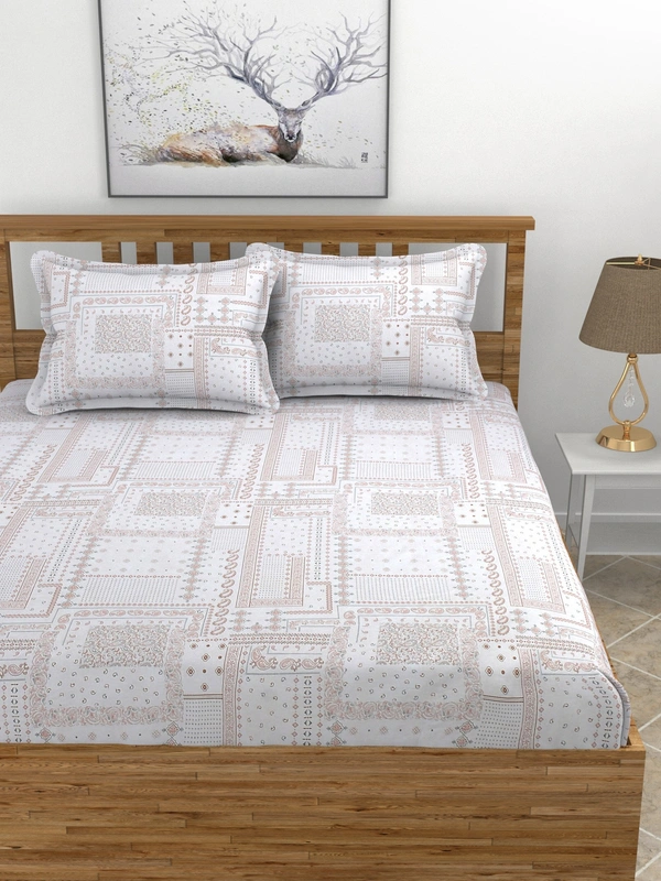 MORADO Premium Pure Cotton 210 TC King Size Double Bedsheet with 2 Pillow Covers (108 x 108 Inches, Pink) - 108x108 Inches, Pink