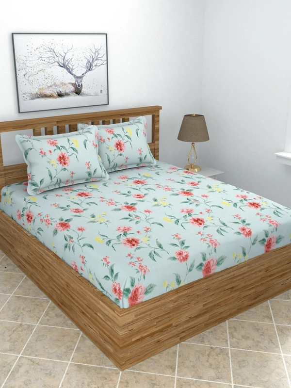 MORADO Premium Glace Cotton King Size Double Bedsheet With 2 King Size Pillow Covers (108x108 Inches) - 108x108 Inches, Multi