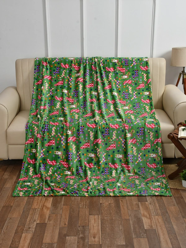 MORADO 190 GSM Flannel Super Soft Warm Single Blanket for Winters - 60x90 Inches, Green - 60x90 Inches, Green