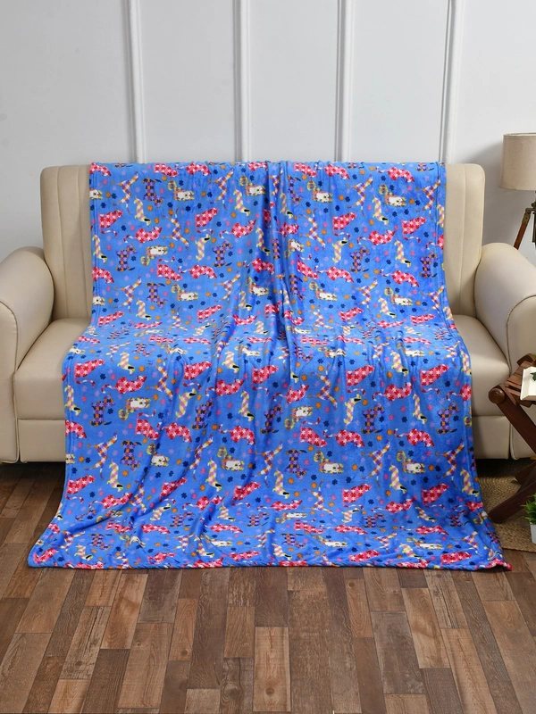 MORADO 190 GSM Flannel Super Soft Warm Double Blanket for Winters - 90x90 Inches, Blue - 90x90 Inches, Blue