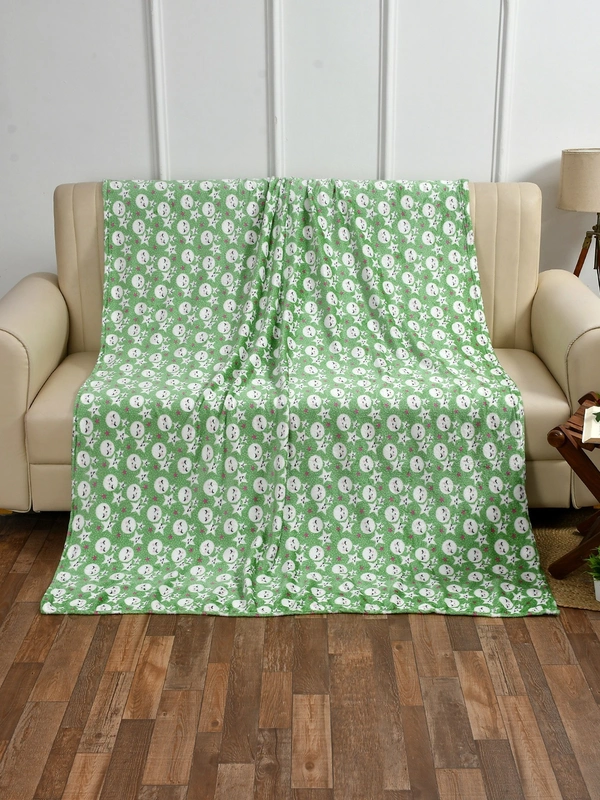 MORADO 190 GSM Flannel Super Soft Warm Single Blanket for Winters - 60x90 Inches, Green & White - 60x90 Inches, Green & White