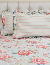 MORADO Glace Cotton King Size Bedsheet with 2 Pillow Covers with Frill (108x108, Inches) - 108x108 Inches, Light Blue