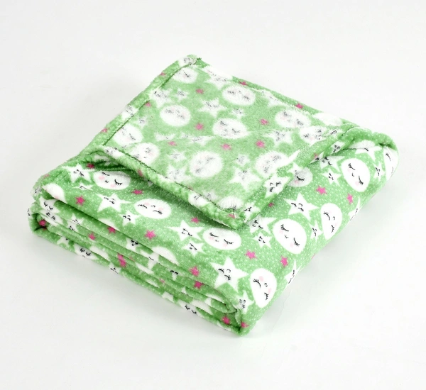 MORADO 190 GSM Flannel Super Soft Warm Single Blanket for Winters - 60x90 Inches, Green & White - 60x90 Inches, Green & White