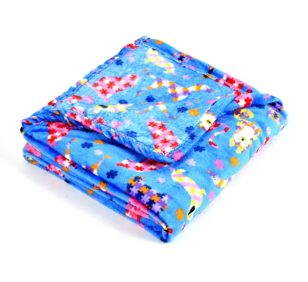 MORADO 190 GSM Flannel Super Soft Warm Double Blanket for Winters - 90x90 Inches, Blue - 90x90 Inches, Blue