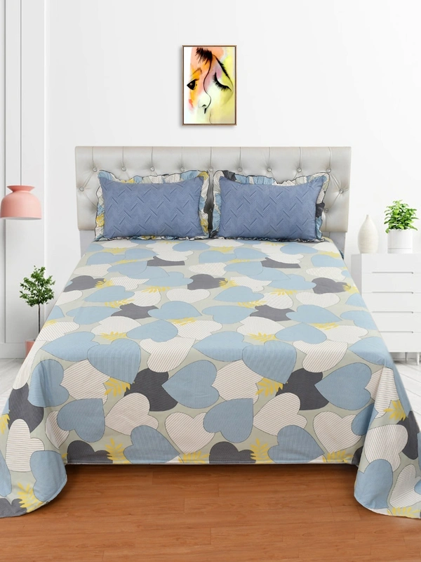 MORADO Glace Cotton King Size Bedsheet with 2 Pillow Covers with Frill (108x108, Inches) - 108x108 Inches, Mutlicolor