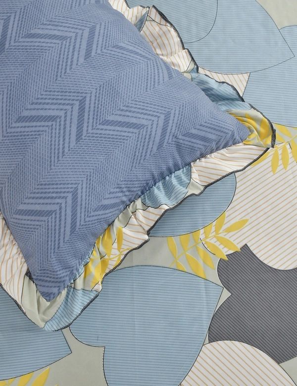 MORADO Glace Cotton King Size Bedsheet with 2 Pillow Covers with Frill (108x108, Inches) - 108x108 Inches, Mutlicolor