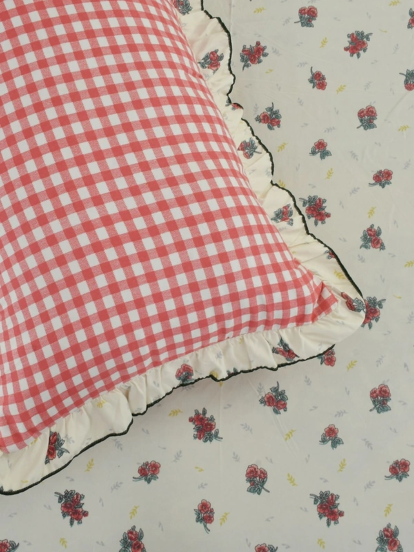 MORADO Glace Cotton King Size Bedsheet with 2 Pillow Covers with Frill (108x108, Inches) - 108x108 Inches, Off White