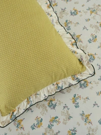 MORADO Glace Cotton King Size Bedsheet with 2 Pillow Covers with Frill (108x108, Inches) - 108x108 Inches, Mustard