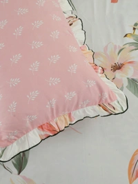 MORADO Glace Cotton King Size Bedsheet with 2 Pillow Covers with Frill (108x108, Inches) - 108x108 Inches, Pink