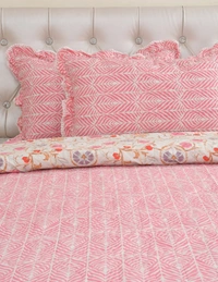 MORADO Glace Cotton Luxury Ultrasonic Printed Lightweight All Season Bedspreads/Quilted Bed Cover With 2 King Size Pillow Covers - (90x100 inches - Pink) - 90x100 Inches, Pink