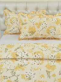 MORADO Glace Cotton Luxury Ultrasonic Printed Lightweight All Season Bedspreads/Quilted Bed Cover With 2 King Size Pillow Covers - (90x100 inches - Mustard Jasmine) - 90x100 Inches, Yellow