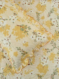 MORADO Glace Cotton Luxury Ultrasonic Printed Lightweight All Season Bedspreads/Quilted Bed Cover With 2 King Size Pillow Covers - (90x100 inches - Mustard Jasmine) - 90x100 Inches, Yellow