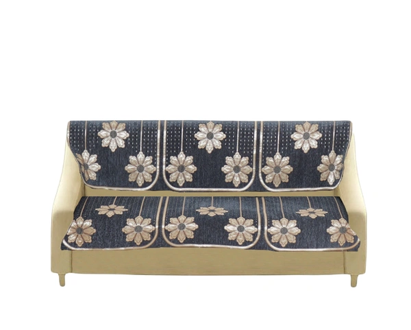 MORADO 7 Seater Sofa Cover Sofa Panel Premium Quality, Chenille for Ultimate Protection and Style Durable, 3+2+2 Settee Slipcover in Dark Grey, - Dark Grey