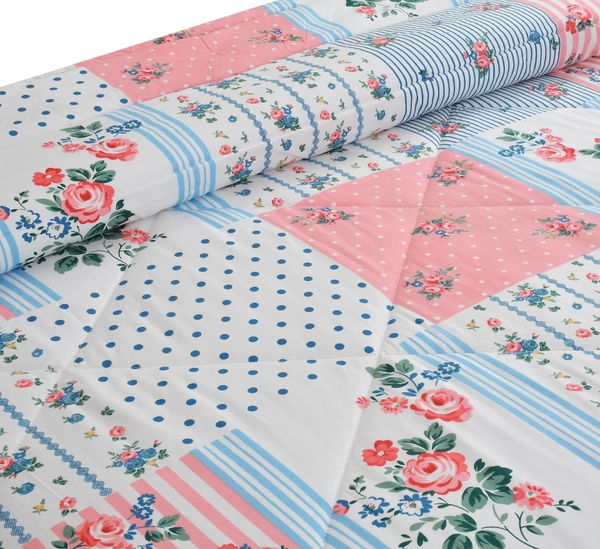 MORADO Glace Cotton Printed Reversible 150 GSM AC Comforter/Quilt/Blanket for Double Bed (90x100 Inches) Pink - 90x100 Inches, Pink