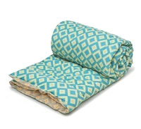 MORADO Glace Cotton Printed Reversible 150 GSM AC Comforter/Quilt/Blanket for Double Bed (90x100 Inches) - 90x100 Inches, Green Beige