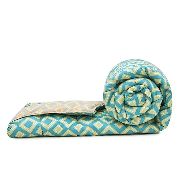 MORADO Glace Cotton Printed Reversible 150 GSM AC Comforter/Quilt/Blanket for Double Bed (90x100 Inches) - 90x100 Inches, Green Beige
