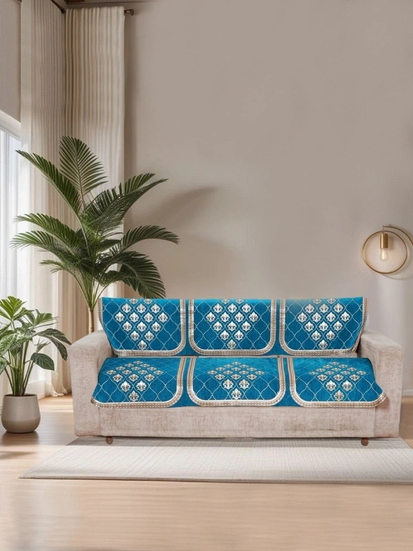 MORADO Chenille 3 Seater Sofa Covers Slip Cover for Living Room, Drawing Room and Office (3 Sitting Sofa Cover - Aqua) - Aqua