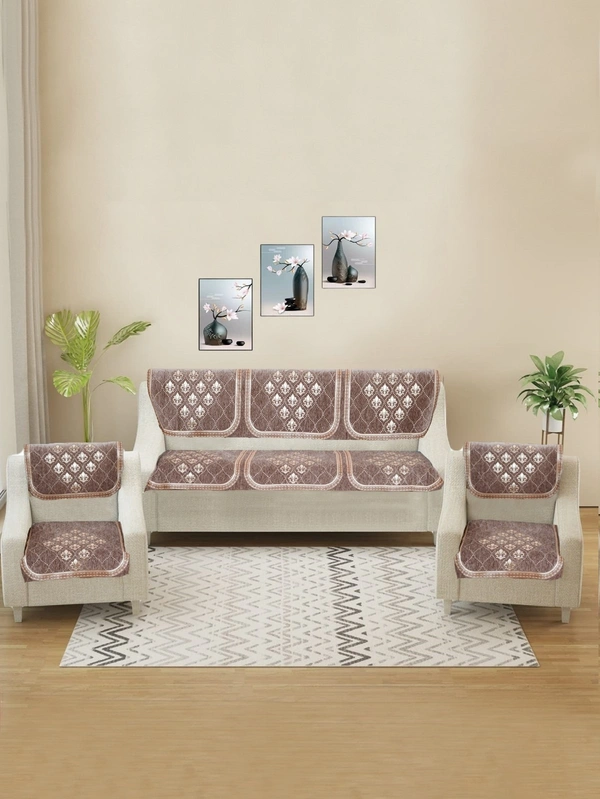 MORADO 5 Seater Sofa Cover Sofa Panel Premium Quality, Chenille for Ultimate Protection and Style Durable, 3+1+1 Settee Slipcover in Brown, - Brown