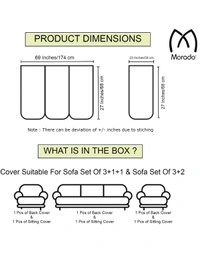MORADO 5 Seater Sofa Cover Sofa Panel Premium Quality, Chenille for Ultimate Protection and Style Durable, 3+1+1 Settee Slipcover in Light Green, - Light Green