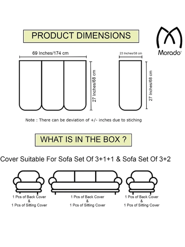 MORADO Chenille 3 Seater Sofa Covers Slip Cover for Living Room, Drawing Room and Office (3 Sitting Sofa Cover - Sea Green) - Sea green