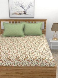 MORADO Glace Cotton King Size Bedsheet with 2 Pillow Covers with Frill (108x108, Inches) - 108x108 Inches, Multi