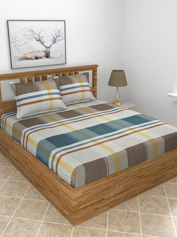 MORADO Premium Glace Cotton King Size Double Bedsheet With 2 King Size Pillow Covers (108x108 Inches) - 108x108 Inches, Multi