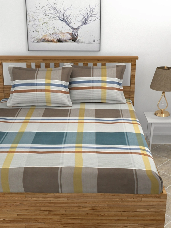 MORADO Premium Glace Cotton King Size Double Bedsheet With 2 King Size Pillow Covers (108x108 Inches) - 108x108 Inches, Multi