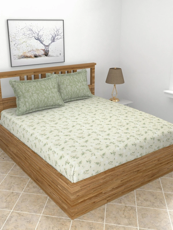 MORADO Glace Cotton King Size Bedsheet with 2 Pillow Covers with Frill (108x108, Inches) - 108x108 Inches, Cream