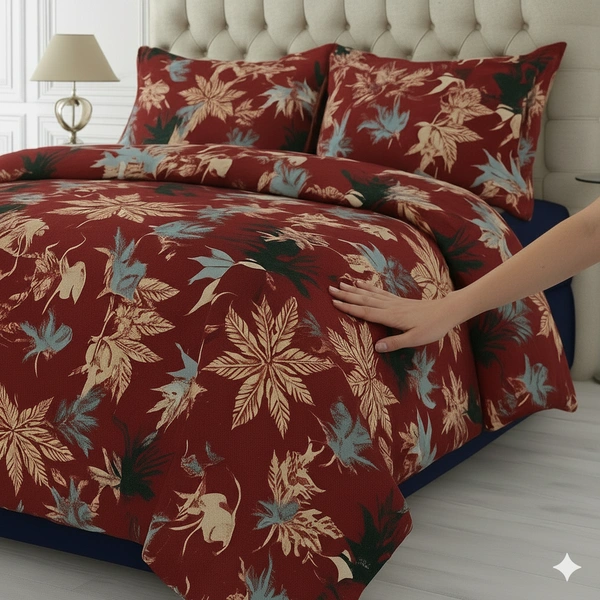 Morado MORADO 190 GSM Flannel Super Soft Warm Single Blanket for Winters - 60x90 Inches, Red Leaves - Red Leaves