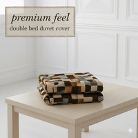 Morado MORADO 190 GSM Flannel Super Soft Warm Double Blanket for Winters - 90x90 Inches, Brown Beige Blocks - Brown Beige Blocks