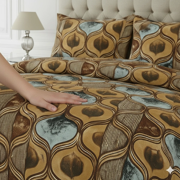 Morado MORADO 190 GSM Flannel Super Soft Warm Double Blanket for Winters - 90x90 Inches, Grey Beige Circles - Grey Beige circle