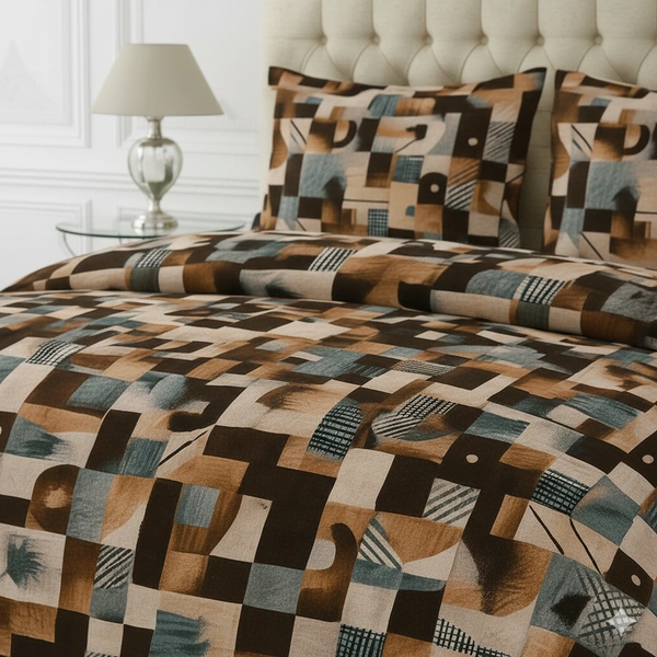 Morado MORADO 190 GSM Flannel Super Soft Warm Single Blanket for Winters - 60x90 Inches, Brown BeigeBlocks - Brown Beige Blocks