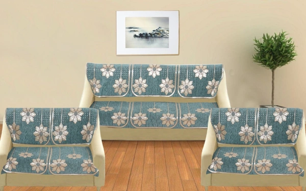 MORADO 7 Seater Sofa Cover Sofa Panel Premium Quality, Chenille for Ultimate Protection and Style Durable, 3+2+2 Settee Slipcover in Sea Green, - Sea Green