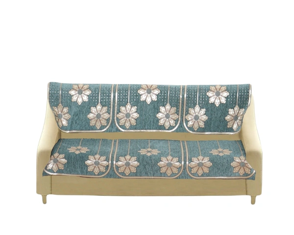 MORADO 7 Seater Sofa Cover Sofa Panel Premium Quality, Chenille for Ultimate Protection and Style Durable, 3+2+2 Settee Slipcover in Sea Green, - Sea Green