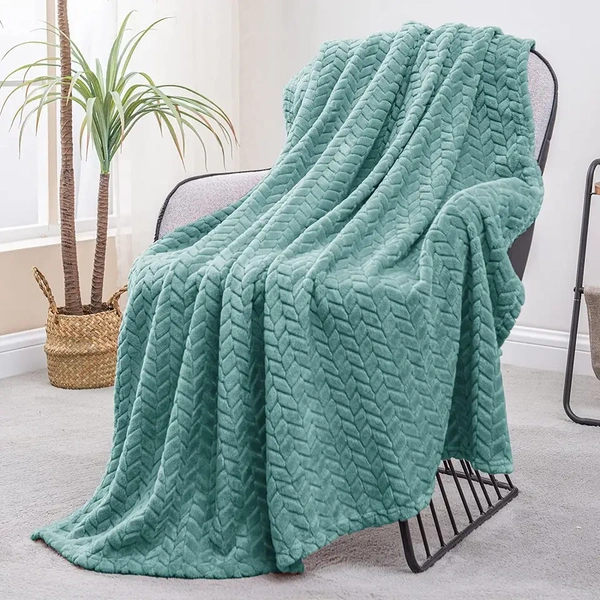 MORADO 190 GSM Flannel Super Soft Warm Double Blanket for Winters - 90x90 Inches,Aqua - 90*90inches, Cyan Aqua